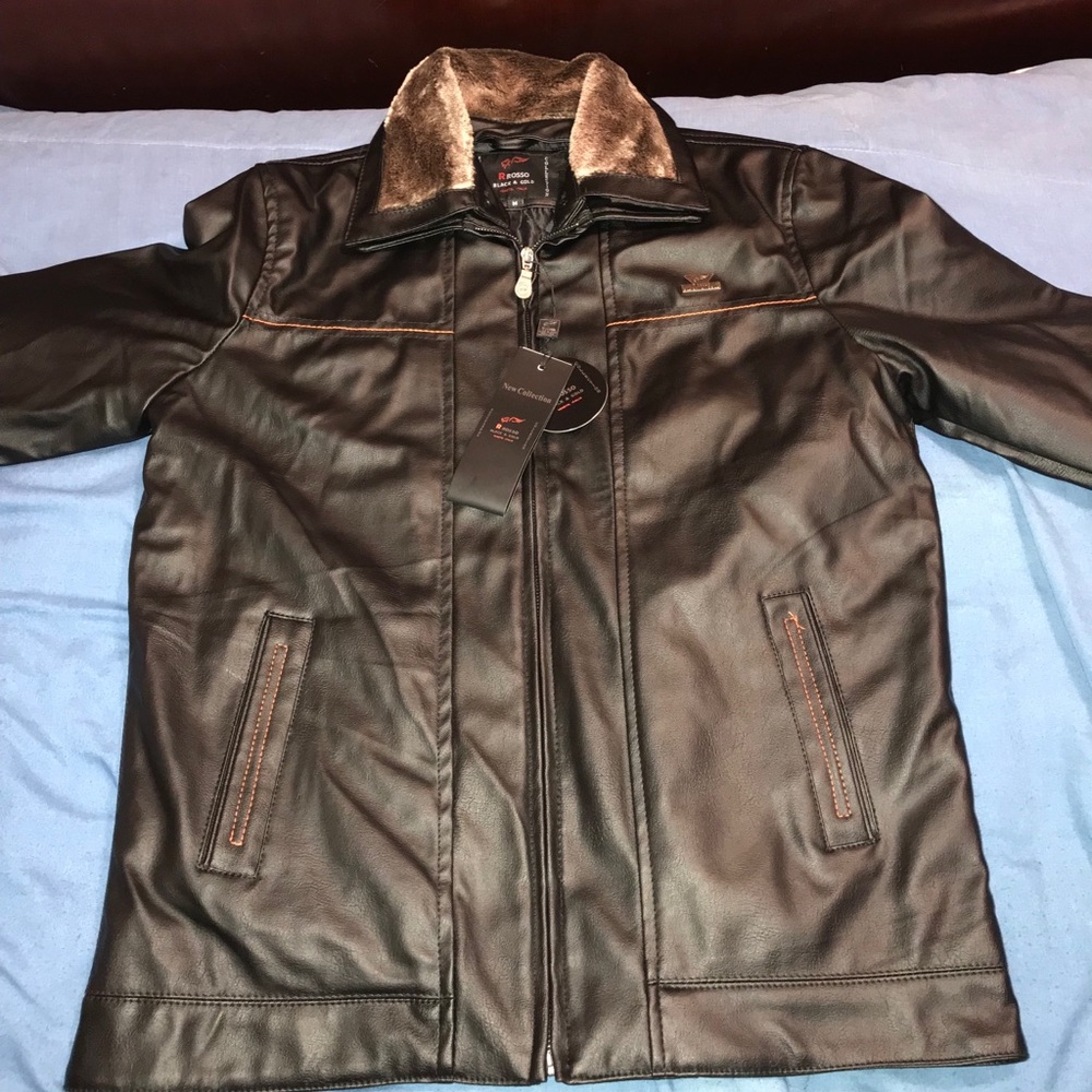 Selling this R Rosso black & gold leather jacket .